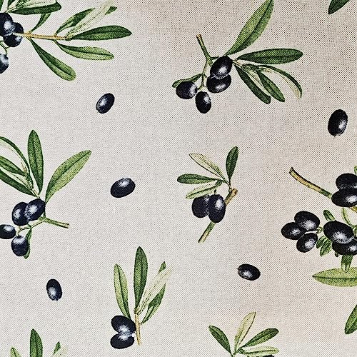 Stoff Meterware Baumwolle pflegeleicht 0,5 m natur Olive Oliven Dekostoff Tischdeckenstoff Sommer Frühling neu