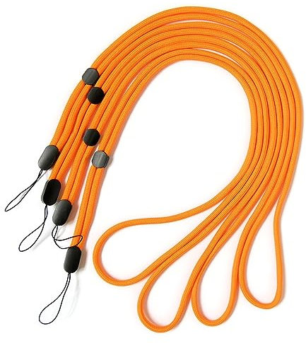 trage.band® Cordón para el cuello / lanyard, resistente y ajustable, 4 unidades. naranja fluorescente