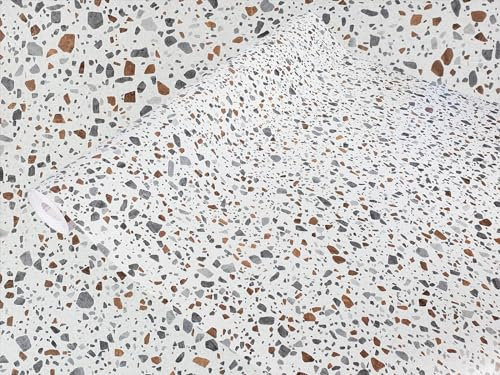 Klebefolie Möbel 67,5x25 cm | Möbelfolie selbstklebend in Steinoptik | Folie für Möbel zur einfachen Renovierung von Türen, Tischen und Regalen | Klebefolie dekorativ und abwaschbar | Terrazzo Grau