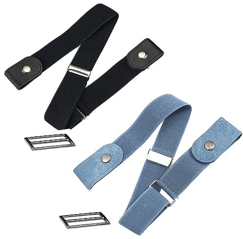Csirnto Elastischer Gürtel Ohne Schnalle 2 Stück Unsichtbarer Elastischer Gürtel 80-100cm 3cm Breiter Einsatzbereich Damen und Herren