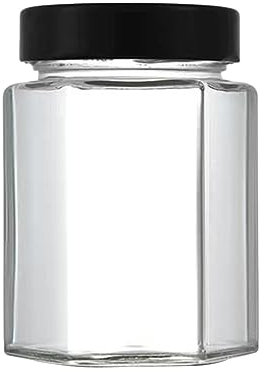 DISPRA Pickle Bottles, Ginger Glass Shot Bottles, Liquor Bottles with Lids, Clear Bottles Fruit Juice, Round Honey Bottles Hexagonal