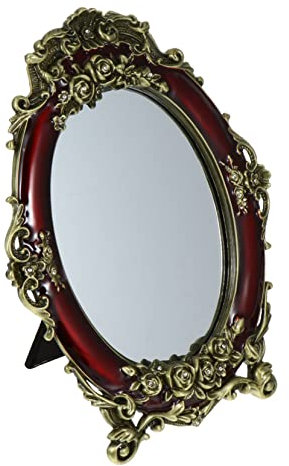 Beaupretty 1stk Schminkspiegel Dressing Desktop Dekorative Spiegel Vintage Schlafzimmerspiegel Kosmetikspiegel Aus Metall Antiker Tischspiegel Rotierender Spiegel Glas Europäischer Stil