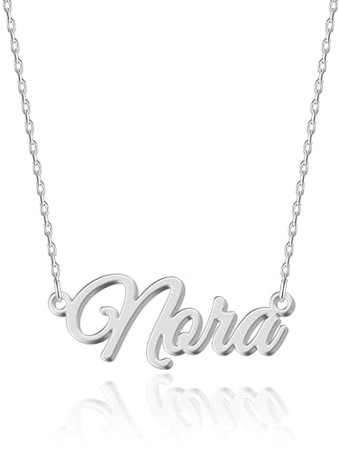 UMAGICBOX Personalisierte Namenskette | 14 Schriftarten zur Auswahl | Anpassbarer Anhänger aus 18K vergoldetem Edelstahl und Sterling Silber | Unvergessliches Geschenk für Sie