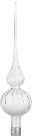 Navidacio Weihnachtsbaumspitze | Groß 35cm in Ice Weiss Silber Regen Baumspitze Spitze Tannenbaumspitze Christbaumspitze Weihnachtsbaum Christbaum Tannenbaum Christmas Tree Top