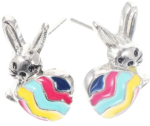 USHOBE 1 Paar Kaninchen Ohrringe Hase Osterohrringe Schmuck Geschenke Zu Ostern Hasen-ohrstecker-ornament Ostern Ohrringe Schmuck Kaninchen Ohrpiercings Mädchen Legierung Osterei Karotte