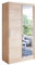 Easy4You K6 100 cm Sonoma Schiebetüren Kleiderschrank 100x200x58 cm mit Spiegel - Schlafzimmermöbel, Aufbewahrung - Mehrzweckschrank