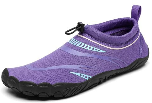Mishansha Badeschuhe Herren Damen Wasserschuhe Atmungsaktive Schnell Trocknend Schwimmschuhe rutschfeste Leicht Barfußschuhe fur Männer Frauen, Lila Violett, 41 EU