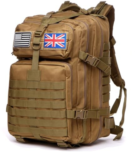 Thuram 50L Durable Nylon Wasserdicht Angeln Jagd Rucksack Outdoor Militär Rucksack Taktische Sport Camping Wandern Taschen, khaki, 50L, Casual
