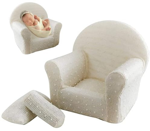 NIDONE baby bean bag,Baby Sofa Cuddly Sherpa Toddler Armchair Couch Kids Mini Sofa with 2 Chair Armrests White for 1-2 Month - Infant Photography Prop