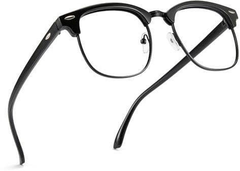 Cyxus Blaulichtfilter Brille Herren Damen Ohne Stärke Browline Brille Computer Schutzbrille Bildschirmbrille Gaming Brille（8166T02 Schwarz）