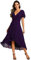 Ever-Pretty Abito da Ospite Scollo A V Maniche A Volant Gonna A Trapezio Abiti Cerimonia Donna Eleganti Viola Scuro 46