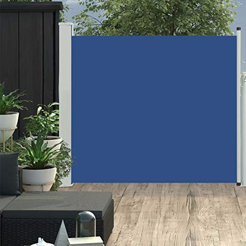 ShGaxin Ausziehbare Seitenmarkise, Sichtschutz Terrasse, Windschutz Terrasse, Terrassen-sichtschutz, Trennwand Balkon, Markise Seitenwand, 100x300 cm Blau