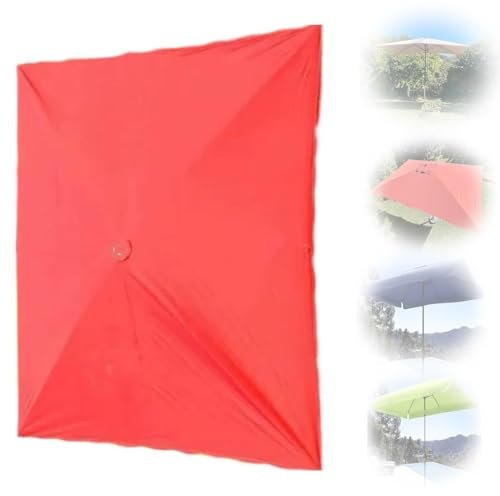 NILZA 3x2m Dessus De Parapluie De Remplacement Rectangulaire Toile Parasol Deporte 4 Baleines 6 Baleines, Auvent De Rechange Pour Marché Exterieur Jardin (Color : Frontal umbrella Red, Size : 4x3m)