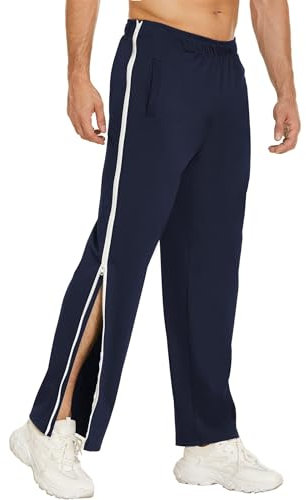 PINSPARK Herren Sporthose Fitness Freizeithose Klassische Trainingshose mit Taschen Freizeithose öffnen Jogger Abreißhose Trekkinghose Navy blau S
