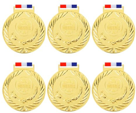 Abaokai 6 Stück Goldmedaillen - Gewinner-Medaillen, große Metallmedaillen mit glattem Band – perfekt für Schulwettbewerbe, Partys, Studenten, Olympischer Stil, 7,6 cm 1. Platz Medaillen (6 Stück)