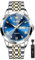 OLEVS Herren Uhren Gold Silber Edelstahl Datum Lässig Wasserdicht Handgelenk Uhren fur Männer Stylish Kleid Armbanduhr mit Leuchtendem Großes Blau Zifferblatt Quarzuhr Geschenke für Herrenuhren Sale
