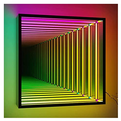 Meiiron Quadratisches Infinity-Spiegel-Tunnellicht, Umgebungsbeleuchtung LED-Nachtlicht 3D-Spiegellicht, LED-Wandlampe, Tunnel-Spiegellicht, Party-Wohnkultur(Color:70cm/60W)