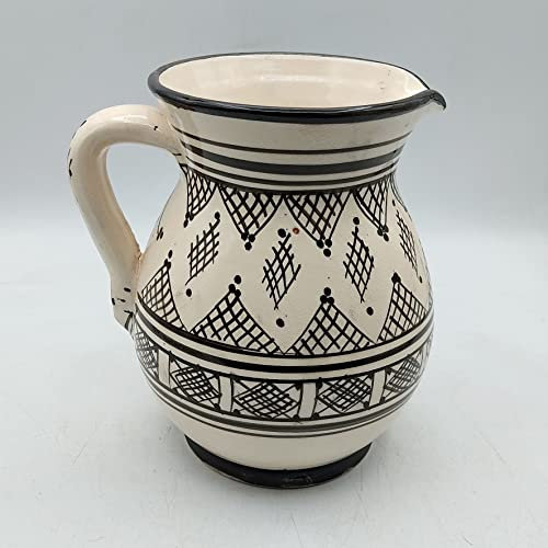 Brocca Caraffa Artigianale Marocchina in Terracotta Ceramica Etnica Marocco Lt. 1,5 Dipinta Mano 0302221004