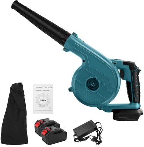 Laubbläser Akku, 354 km/h Gebläse Leaf Blower Luftgebläse Akku, Laubbläser mit Akku und Ladegerät, für Beseitigung von Laub, Schlamm, Schnee, Autostaub (Zwei Akkus und eine Ladung)
