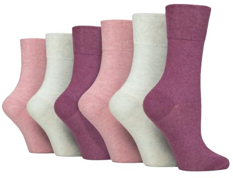 IOMI Footnurse - Ladies 6 Pair Multipack Non Elastic Diabetic Socks with Gentle Grip Wide Top 4-8