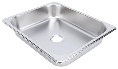 Lavabo à fermeture éclair en acier inoxydable - Drainage efficace - Carré de cuisine/salle de bain avec sortie pour caravane, camping-car, bateau - Couleur acier inoxydable poli et