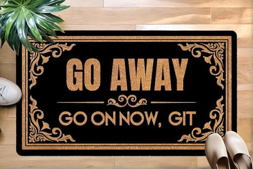 Go Away Doormat, Funny Welcome Mat for Front Door, Outdoor Porch or Patio, Holiday Funny Rubber Front Door Mats, Durable Non-Slip Mat for Outdoor Entrance, Humorous Welcome Doormat for Home 30x17