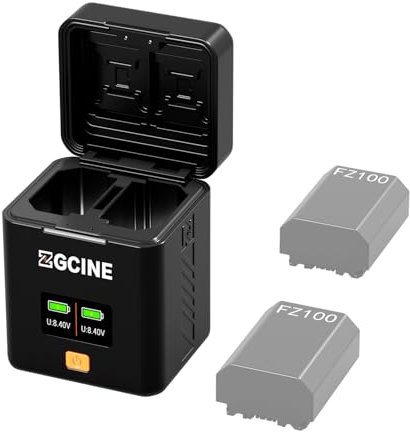 ZGCINE PS-FZ100 Dual USB-C Ladebox ladegerät mit PD-Schnellladung für Sony NP-FZ100 Akku, kompatibel mit Sony ZV-E1, FX3, A7 IV, A7S III, A9 II, A6600 & weiteren Kameras, KEIN integrierter Akku