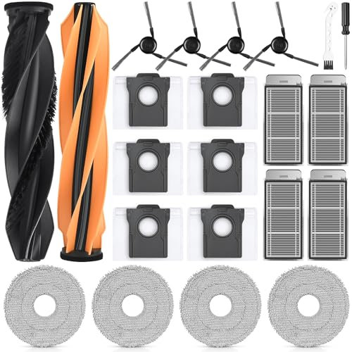 22 accesorios para robot aspirador Dreame X50 Ultra Complete / L40s Pro Ultra / L50 Pro Ultra con 2 cepillos principales, 4 toallitas, 4 filtros, 6 bolsas para el polvo, 4 cepillos laterales, 1