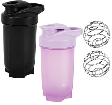 Raveparty Protein Shaker, 2 Stück 500ml Eiweiß Shake Becher, Proteinshaker mit Messskala - BPA Frei, Auslaufsicher, Langlebiger, Geruchsneutraler, Shaker für Fitness, Sport (Style A)