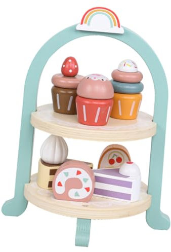 BESPORTBLE Holz Kuchen-spielset Für Kleinkinder Mit Miniatur Cupcake Zubehör Für Simulationskuchenset Und Heimdekor Spielzeug