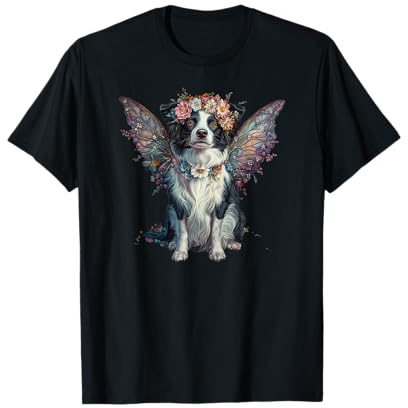 Adorable ange Border Collie avec ailes T-Shirt