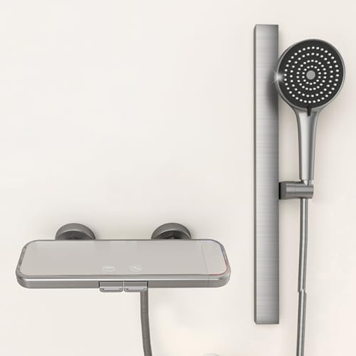 XJTNLB Robinet Baignoire Mural Gris Colonne de Douche avec Douchette et Mitigeur Tablett Mitigeur Monocommande Douche