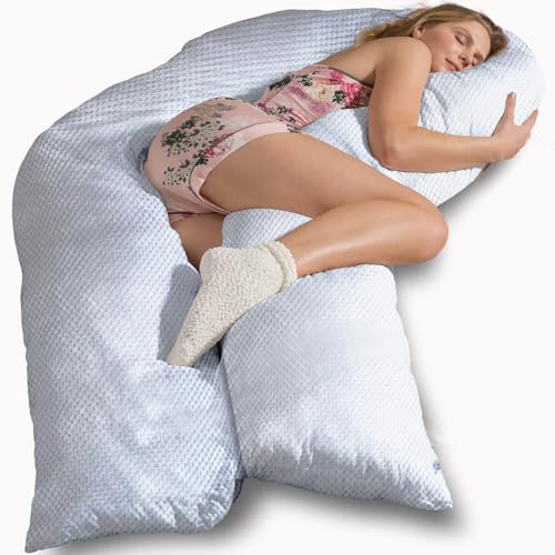 Traumreiter Seitenschläferkissen Visco XXL langes und hohes Wendekissen Memory Foam [orthopädisch] + Watte Seite | Schwangerschaftskissen zum Schlafen, Seitenschläfer Kissen mit Bezug Rauch Weiß