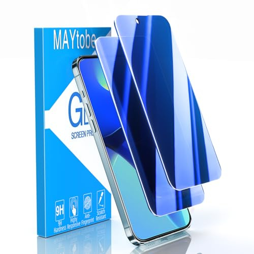MAYtobe 2 Pack Blue Privacy Screen Protector for iPhone 17 Air | Tempered Glass Anti Spy, Colorful Blue, Anti-Scratch, No Bubbles, Anti Fingerprint