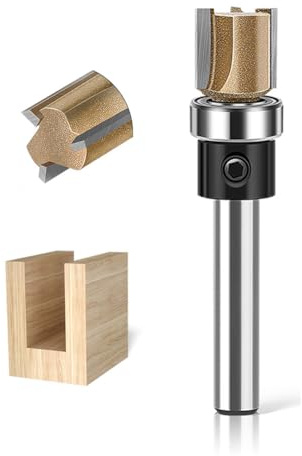 WSOOX Professional Pattern Router Bit 3 Blade Guided Profiler 1/4 Inch Shank Template Router bit for Woodworking