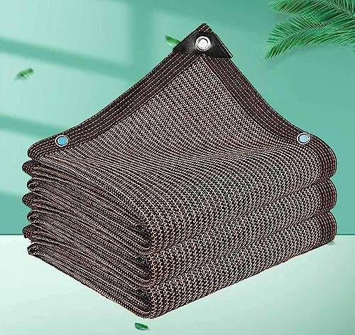 Toile d'ombrage d'extérieur avec œillets, protection UV ronde, 90 % de protection solaire pour pergolas, serres, terrasses, jardins et tomates - Marron - 4 x 6 m