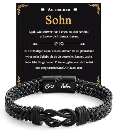 Kenqlot Ich Liebe Dich Geschenke für Männer, Sohn Bruder Mann Armband | Weihnachten Geburtstag Liebes Valentinstag Jahrestag Geschenk für Ihn Freund Ehemann Sohn Bruder Schwarz Edelstahl