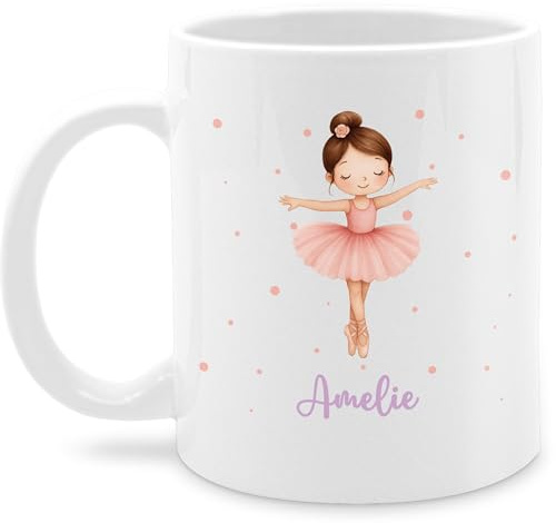 Tasse Tassen 325ml - Ballerina Name - Geschenk Mädchen tanzen Ballett - 325 ml - Weiß - geschenkideen für ballettlehrerin tanz amelie dancer ballet dance tänzerin tänzer personalisierte