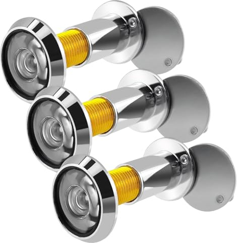 3 Stück Türspion mit Weitwinkel 220°, Spion, Türspion Ohne Bohren, Optische Glaslinse, 16 MM Durchmesser, Verstellbare Länge, für 40-60mm Dicke Türen, mit Türabdeckung (Silber)