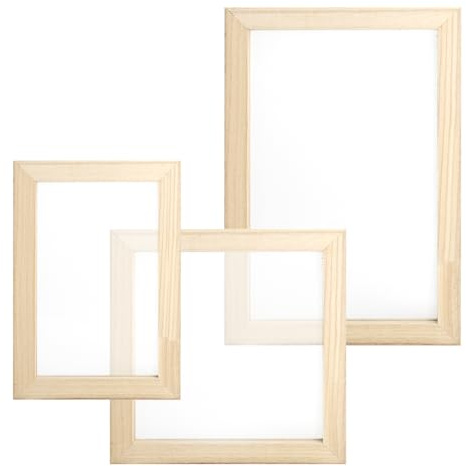 GZRXIOUS 3PCS telai per Produzione della Carta in Legno Set Carta Fatta a Mano con Telaio e setaccio Strumento per Carta Riciclata Fai da Te Laboratori creativi e didattica Set per Serigrafia