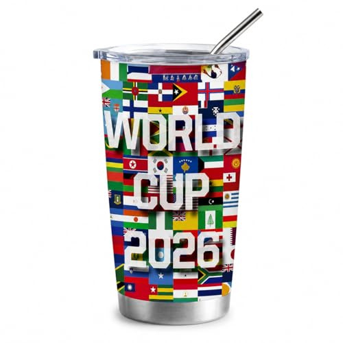 Nodrex Football Themed Travel Mug, Insulated Tumbler Set with Straw Lid, Reusable Thermal Cup for Daily Use, Match Day Football Gifts for Fans, Office and Outdoor Use