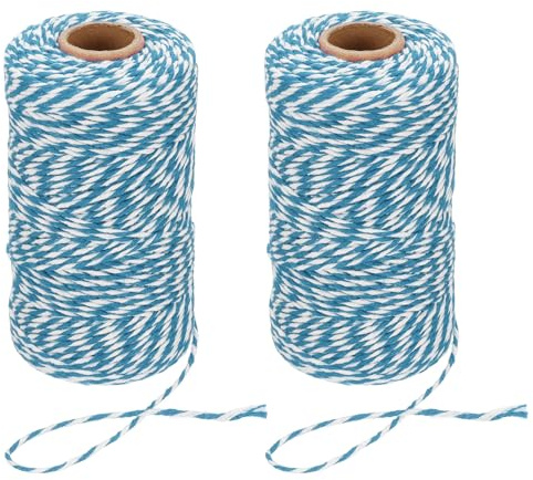 PATIKIL 100m Butcher String Twine,2 Roll 2mm,Blue White | Cotton Bakers Decorative Twine String Rope Cord,for Gift Wrapping Arts Crafts Party Kitchen Gardening