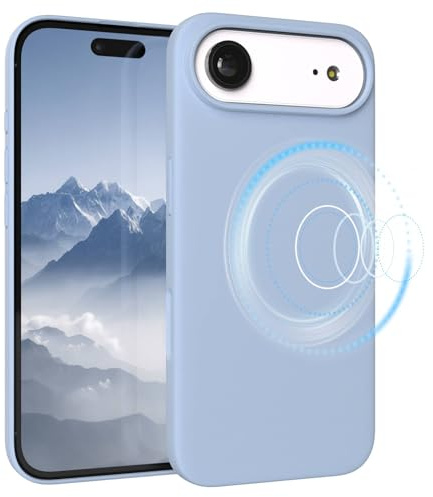 EAZY CASE Magnetische Silikon Hülle für iPhone Air - MagSafe-kompatibel, Premium-Liquid-Silikon, Stoßfest, Kameraschutz, Mikrofaser-Innenfutter, Slim Cover Handyhülle Bumper - Hellblau Blau