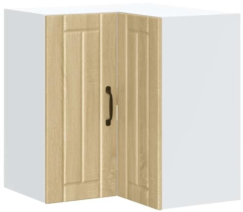 Mhdvray Lucca - Armadio angolare sospeso 57 x 57 x 60 cm, in legno di rovere Sonoma, portata 70 kg, montaggio a parete, con ante, moderno, per cucina, sala da pranzo, corridoio
