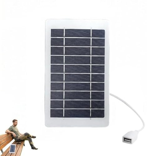Panel Solar Portátil 2W 5V con Puerto USB, Cargador Solar para Teléfono y Power Bank, Panel Solar USB Impermeable IP65 para Camping Senderismo Viaje Outdoor con Marco de Epoxi Resistente