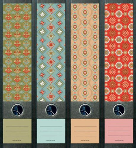 Ordnerrücken breit 4er Set Ordner Pattern I Ordner Aufkleber Etiketten Deko 321