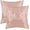 CaliTime Kissenbezüge Kissenhülle Packung mit 2 Schalen für Couch Sofa Heimdekoration modern glänzend und matt Kontrast Kreise Ringe geometrisch 50cm x 50cm staubiges Rosa