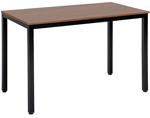 HOMCOM Table Bureau Informatique Table de Salle à Manger Grand Plateau 120L x 60l x 74H cm Panneaux Particules Noyer métal Noir
