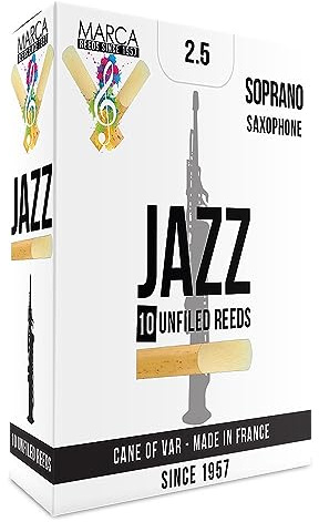 MARCA JAZZ UNFILED REEDS - 10 PACK - SOPRANO SAX - 2.5 MJZU325