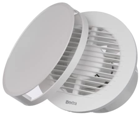Europplast 125mm Round Bathroom Extractor Fan - 5 Inch Silent Fan with Front Panel - White, Ceiling & Wall Mounted